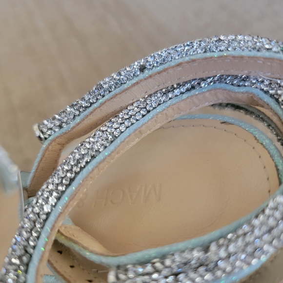 MACH & MACH Glitter Double Crystal Bow Pointed Toe Pump in Baby Blue, Size 40 - Picture 5 of 13